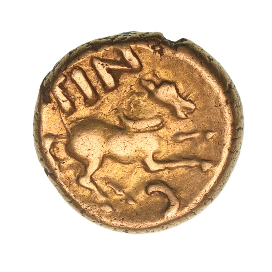 Regini & Atrebates Tincomarus c. 25 BC - AD 10 Tincomarus Tinc Horse Gold Quarter Stater *Rare*