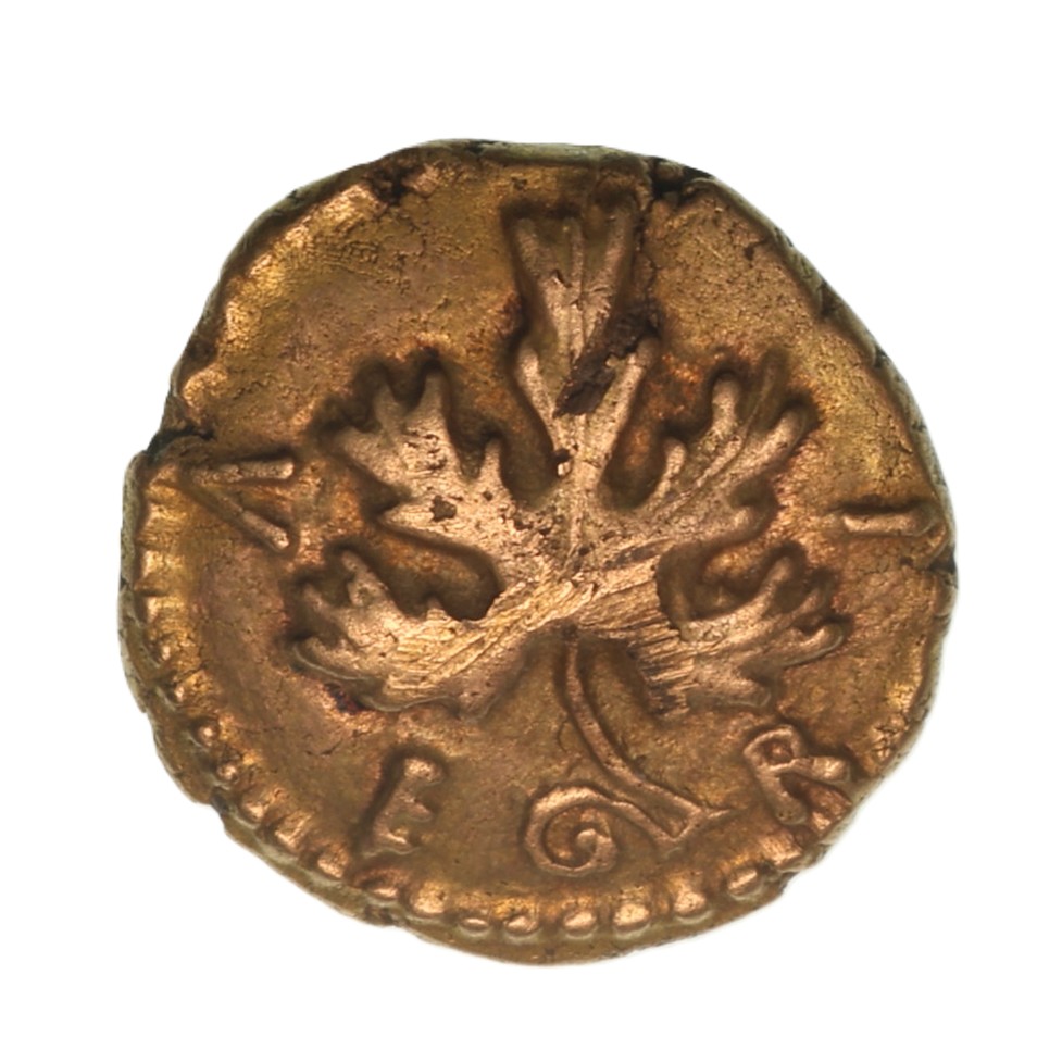 Regini & Atrebates Verica c. AD 10 - 40 Verica Vine Leaf Rex Gold Quarter Stater *Excessively Rare* - Image 2