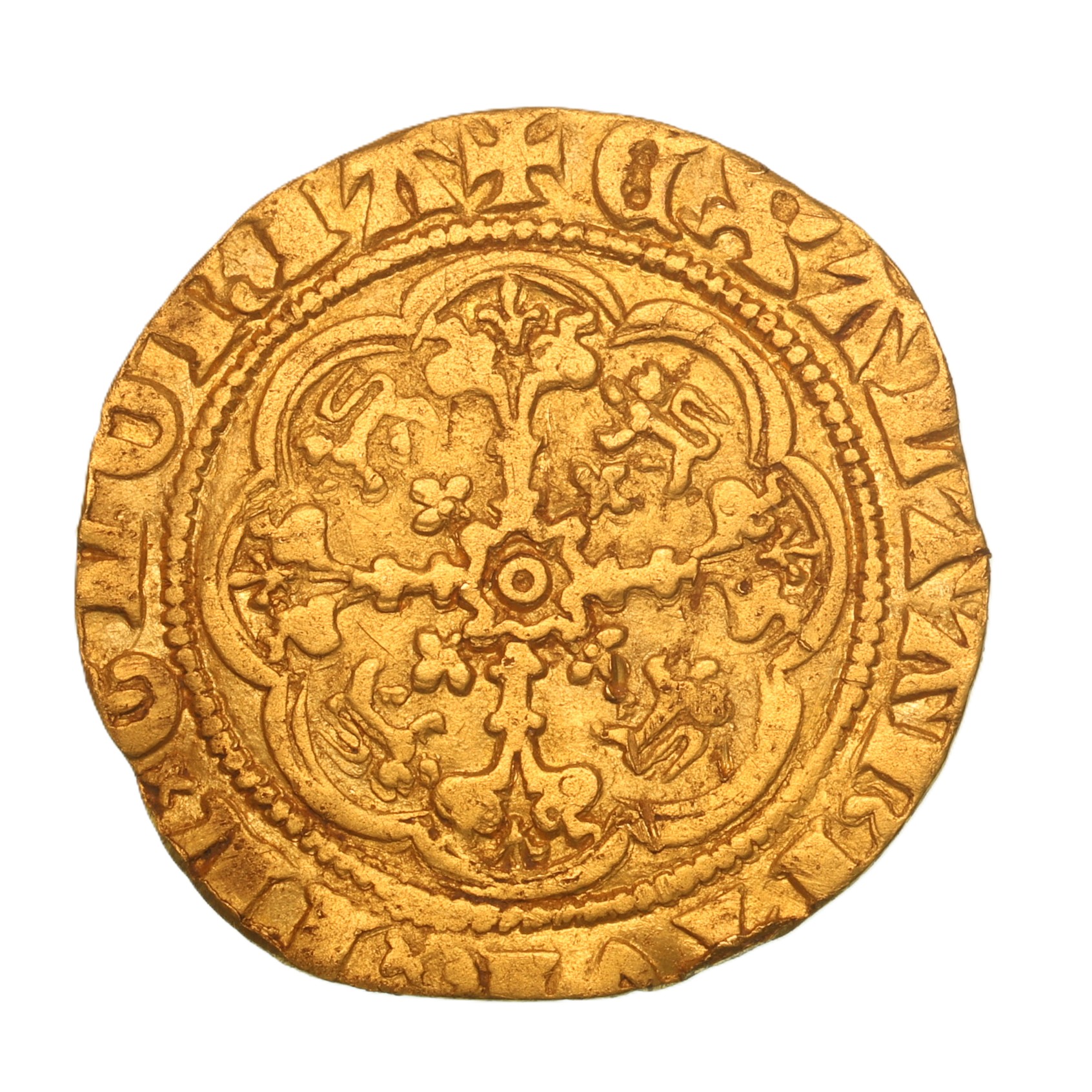 Edward III AD 1327-1377 Gold Quarter Noble Pre Treaty Calais - Image 2