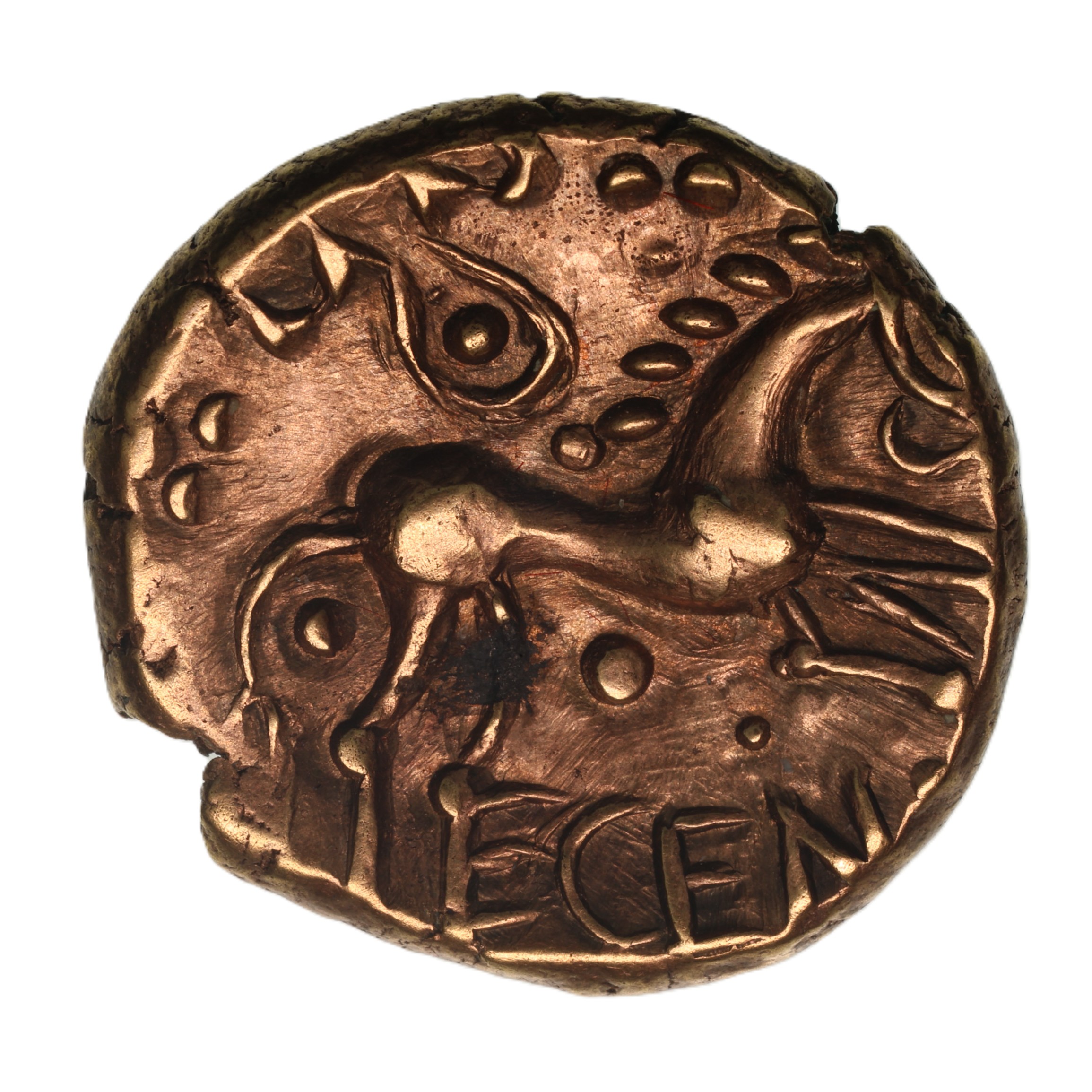 Iceni Ecen c. AD 10-43 Ecen Triple Moons Gold Stater *Excessively Rare*