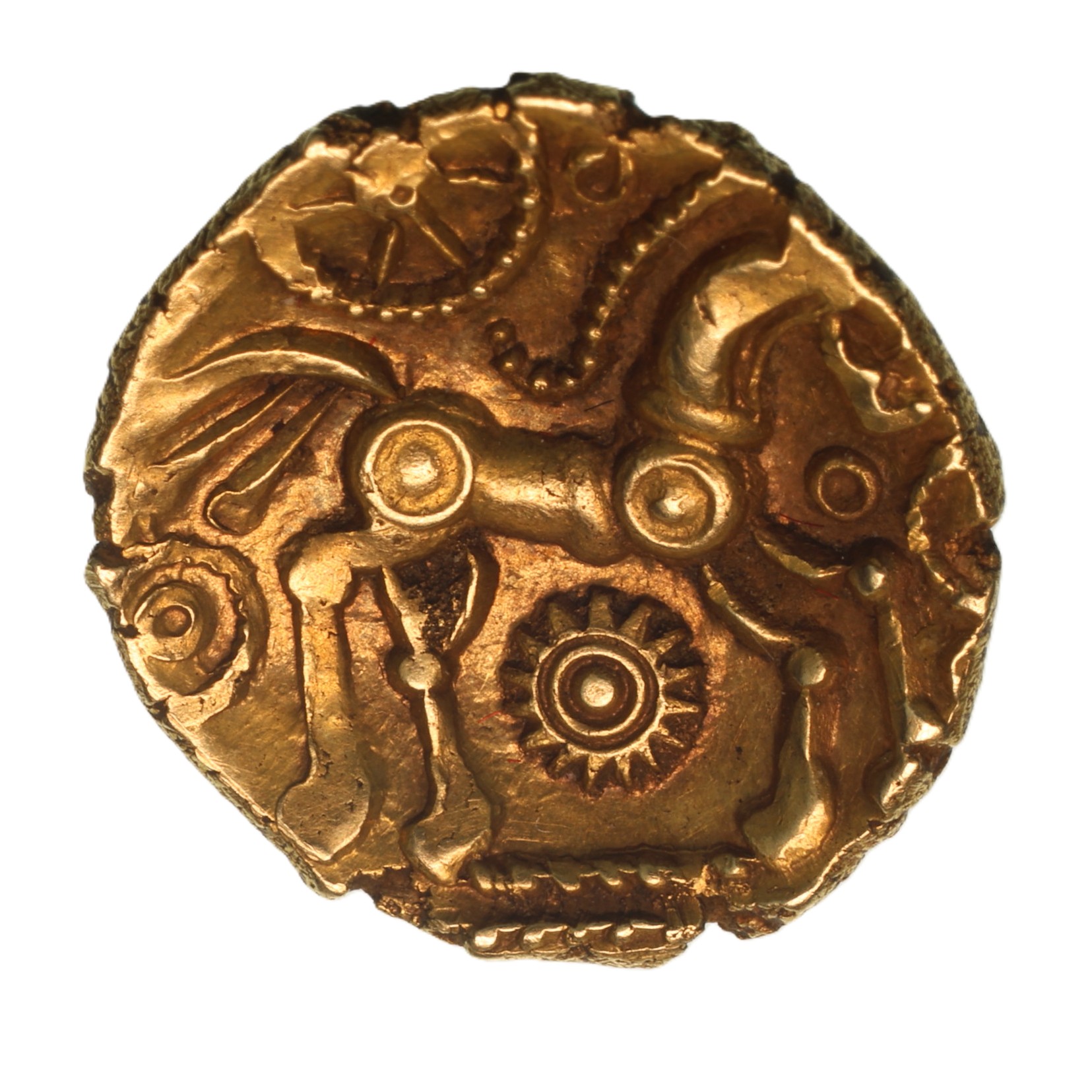 Eastern 1st Century BC Tring Wheel Southern Style Gold Quarter Stater *Excessively Rare*