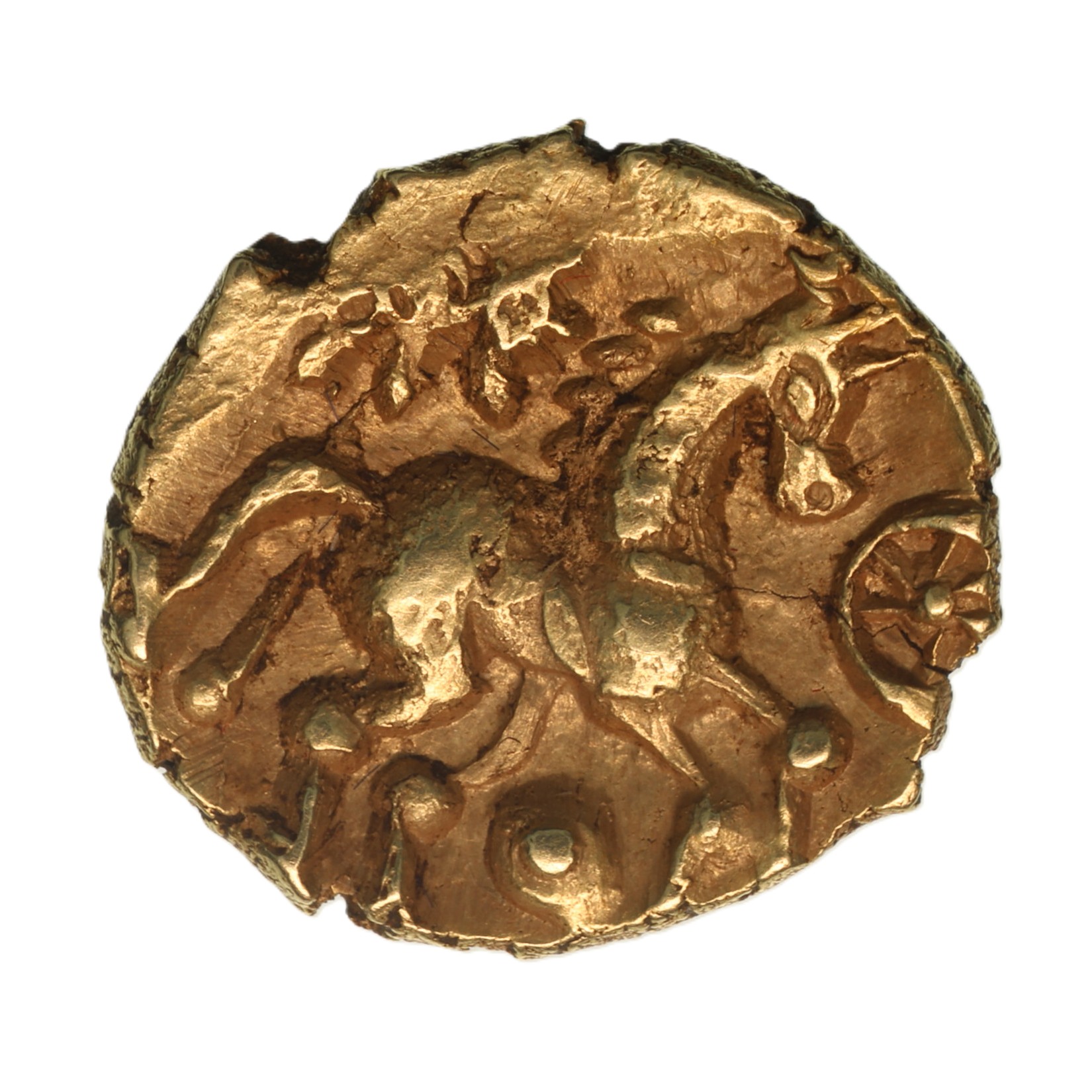 Eastern 1st Century BC Maldon Wheel Southern Style Gold Quarter Stater *Excessively Rare*