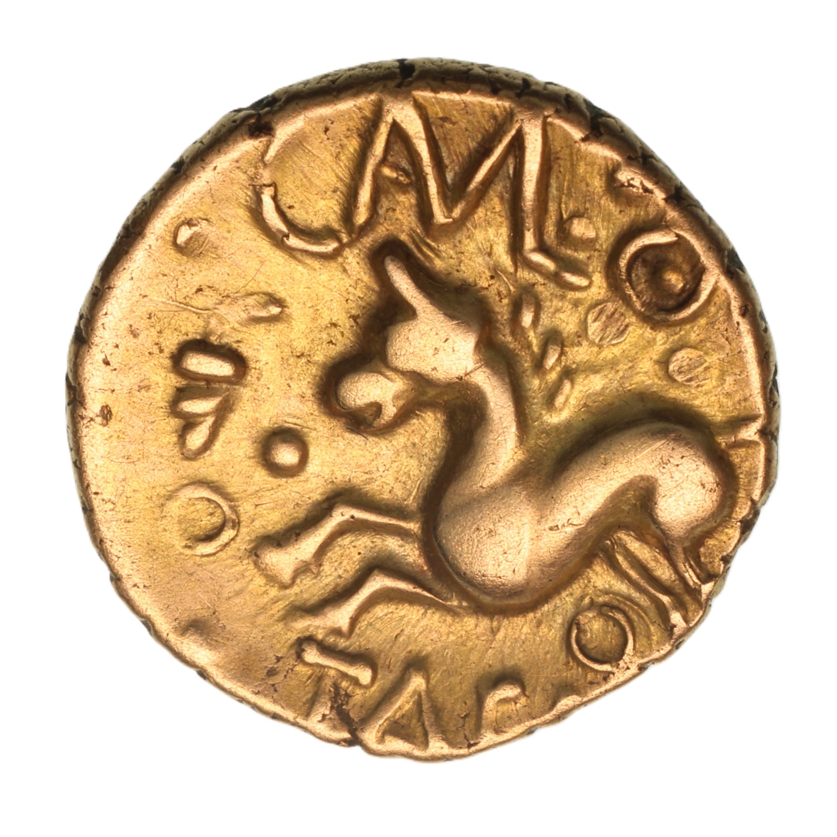 Catuvellauni Tasciovanos c. 25 BC-AD 10 Camul Gold Quarter Stater *Extremely Rare*
