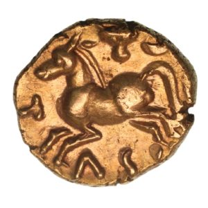Catuvellauni Tasciovanos c. 25 BC-AD 10 Rings Gold Quarter Stater *Excessively Rare*