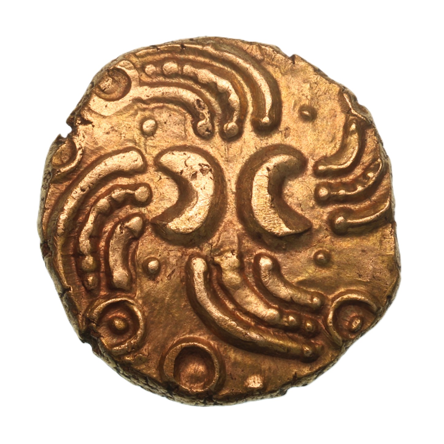 Catuvellauni Tasciovanos c. 25 BC-AD 10 Rings Gold Quarter Stater *Excessively Rare* - Image 2