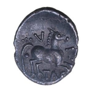 Catuvellauni Tasciovanos c. 25 BC-AD 10 Ver Silver Unit *Excessively Rare*