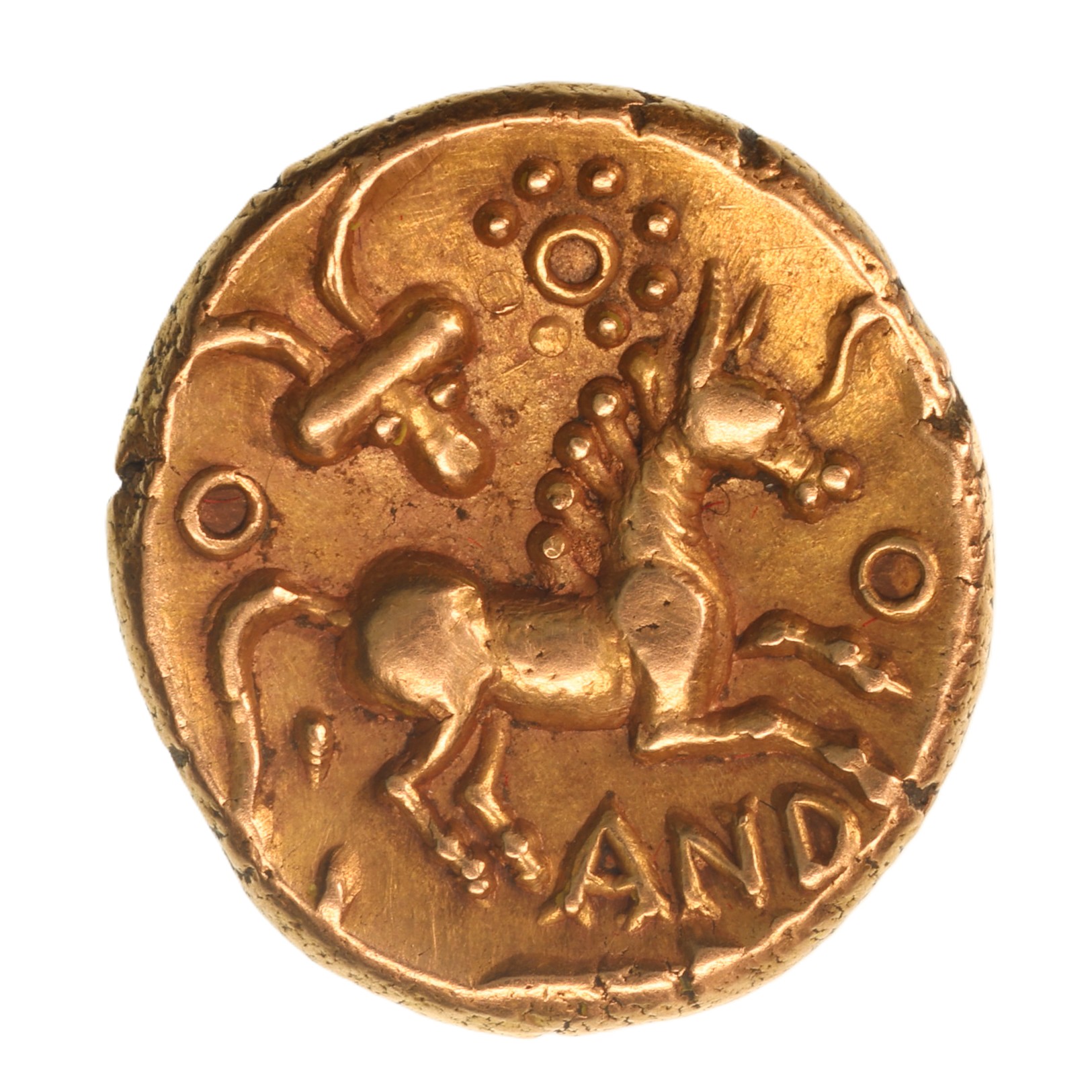 Catuvellauni Andoco c. 20-1 BC Plain Phallic Bucranium Gold Stater *Very Rare*