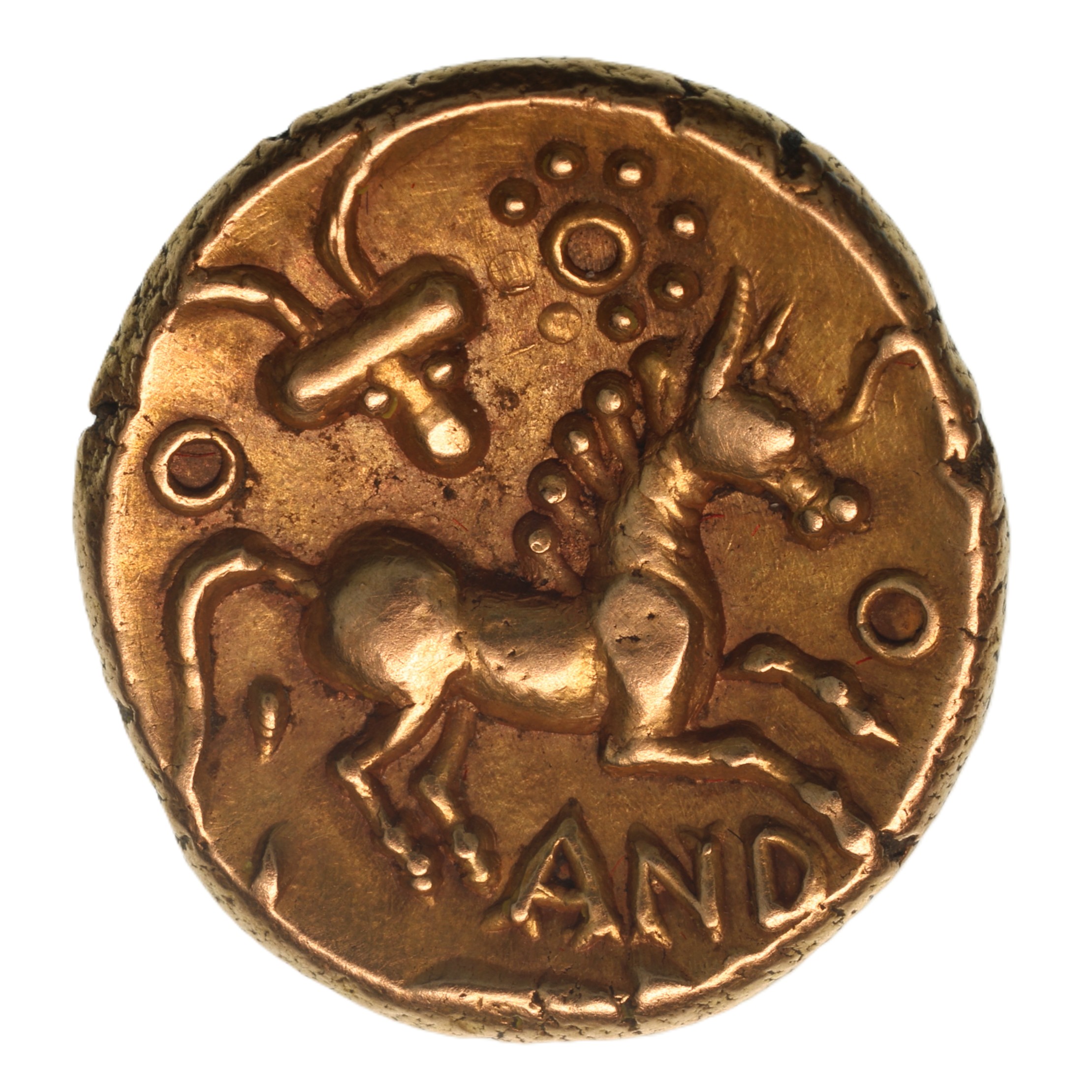 Catuvellauni Andoco c. 20-1 BC Plain Phallic Bucranium Gold Stater *Very Rare* - Image 3