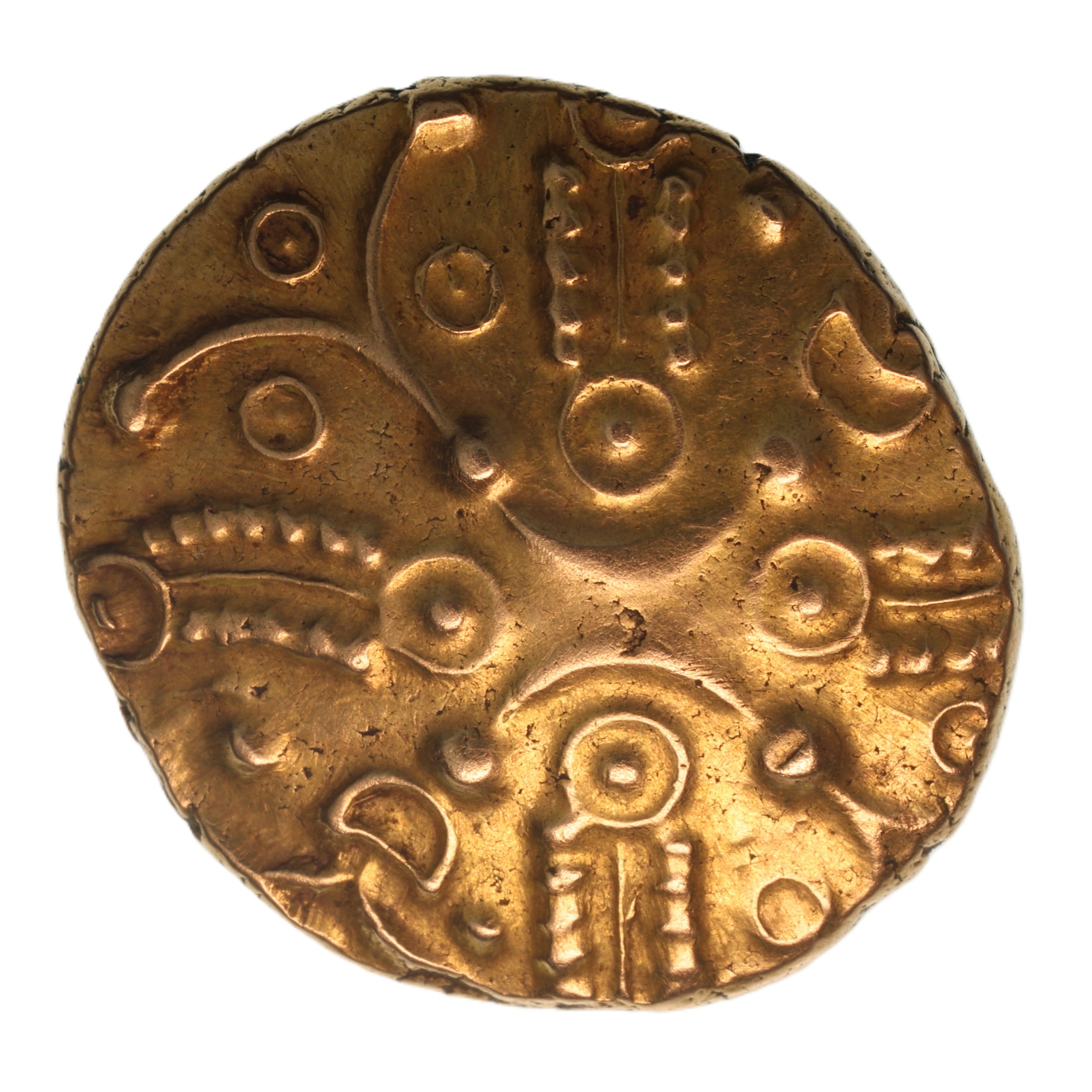 Catuvellauni Andoco c. 20-1 BC Plain Phallic Bucranium Gold Stater *Very Rare* - Image 4