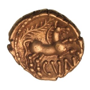 Catuvellauni & Trinovantes Cunobelinus c. AD 8-40 Linear Type Gold Quarter Stater *Rare*
