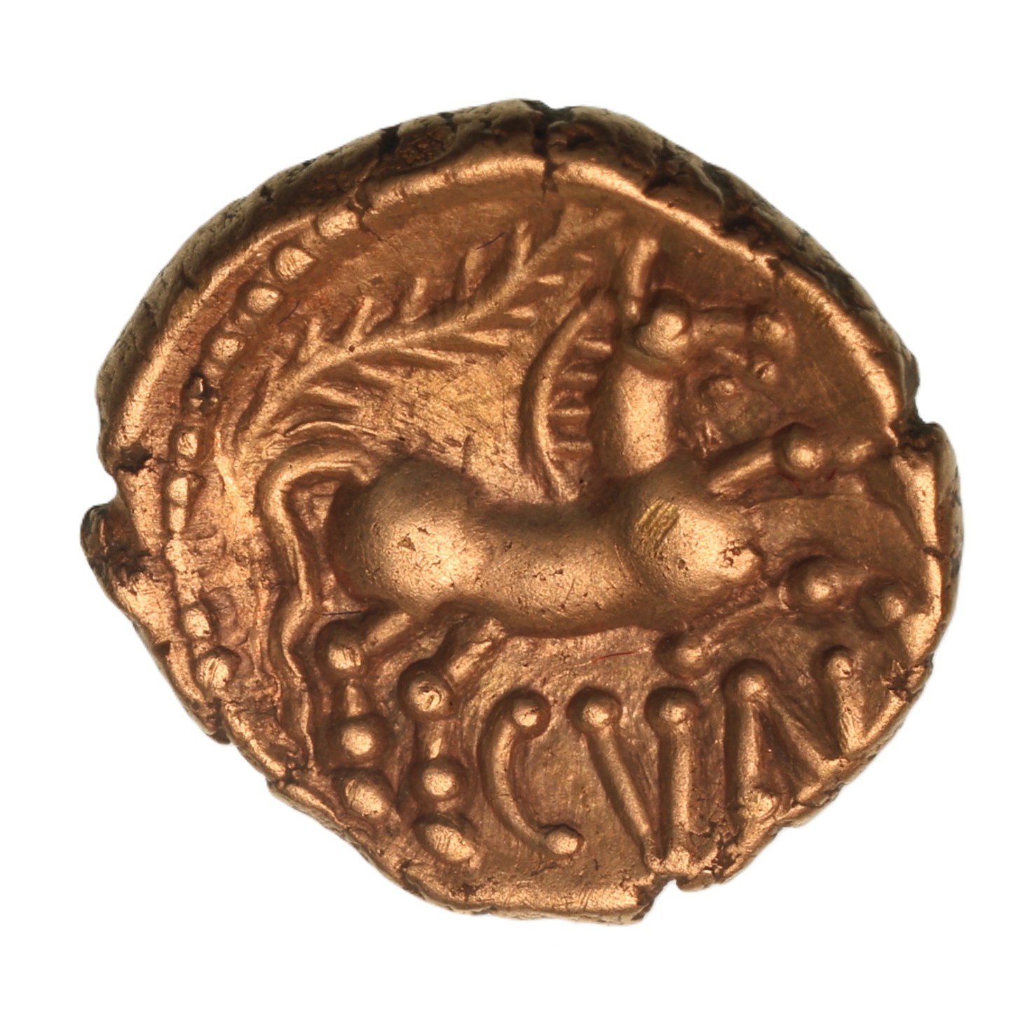 Catuvellauni & Trinovantes Cunobelinus c. AD 8-40 Linear Type Gold Quarter Stater *Rare*