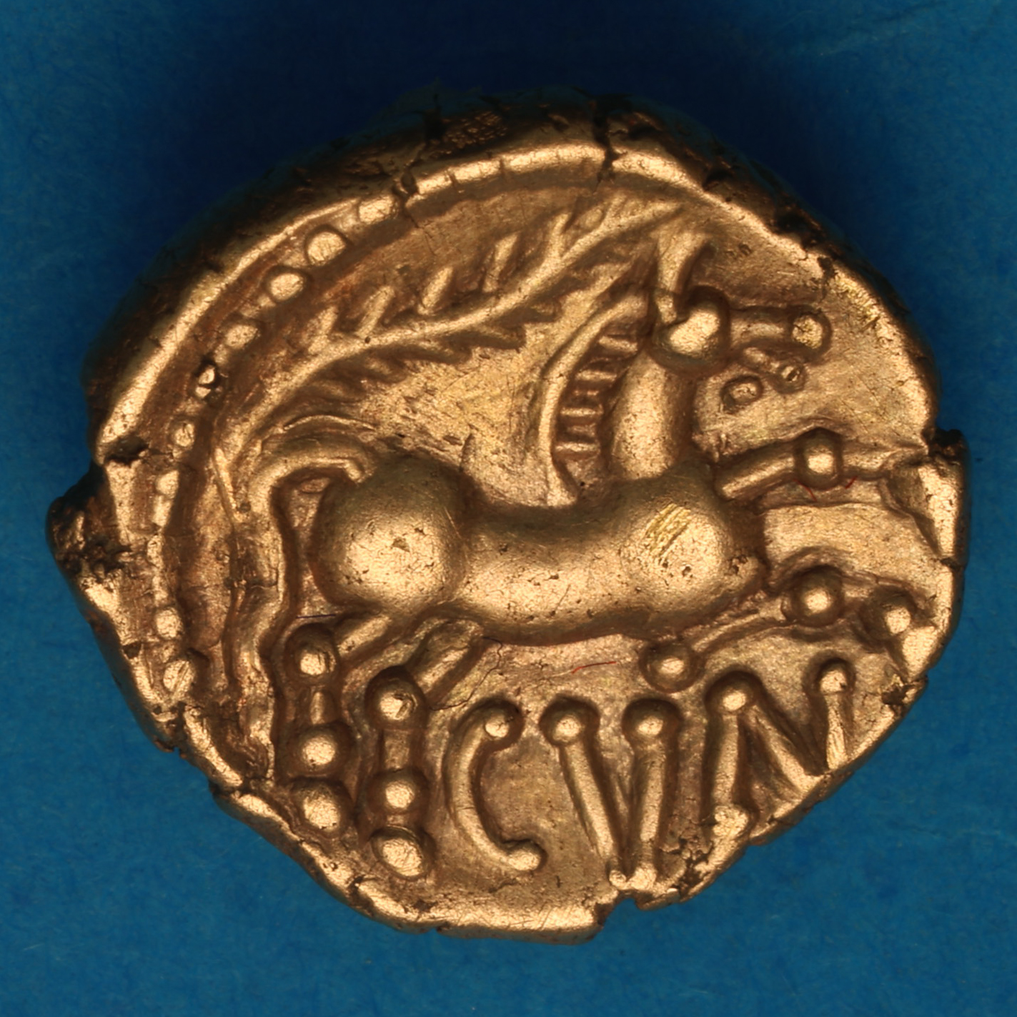 Catuvellauni & Trinovantes Cunobelinus c. AD 8-40 Linear Type Gold Quarter Stater *Rare* - Image 3