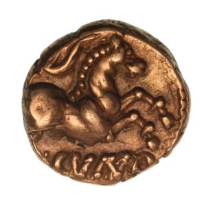 Catuvellaunii & Trinovantes Cunobelinus c. AD 8-40 Classic Type Gold Quarter Stater *Very Rare*