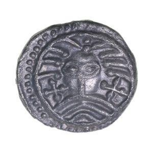 Anglo Saxon Continental Issues AD 695-740 Silver Sceatta Series X Wodan head / Monster Ribe mint