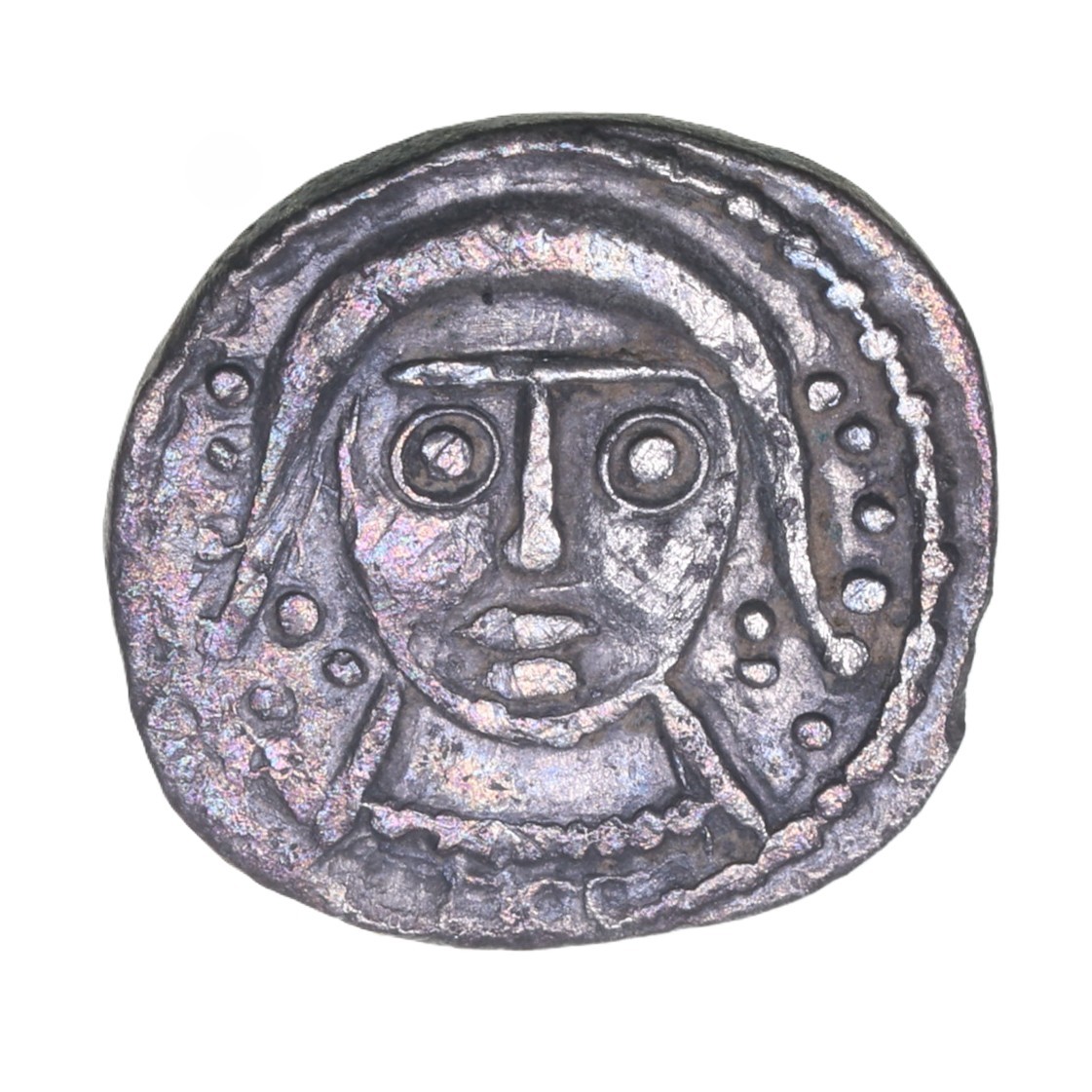 Anglo Saxon Secondary Phase AD 710-760 Silver Sceatta Series Q Facing bust of Christ? *Extremely Rare*