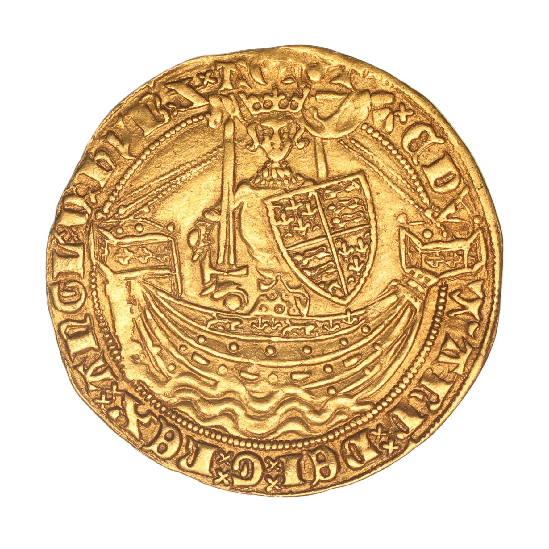 Edward III AD 1327-1377 Gold Half Noble Treaty Period London