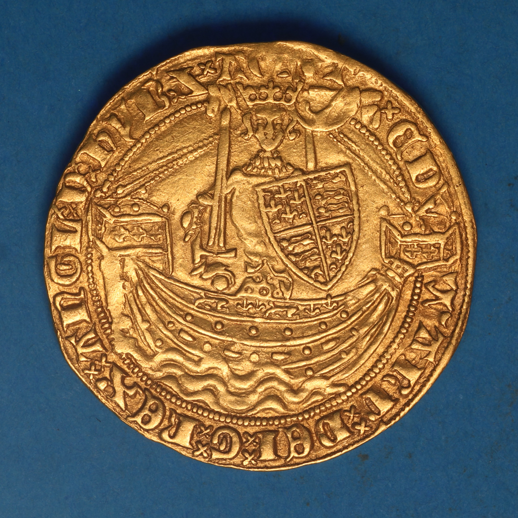 Edward III AD 1327-1377 Gold Half Noble Treaty Period London - Image 3
