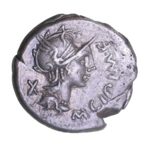 Roman Republic M. Cipius M. f. 115-114 BC Silver Denarius