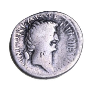 Mark Antony & Cleopatra 34 BC Silver Denarius Alexandria *Portraits*