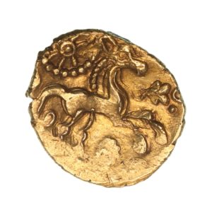 Catuvellauni 1st Century BC Gold Quarter Stater Harlow Wheel *Extremely Rare*