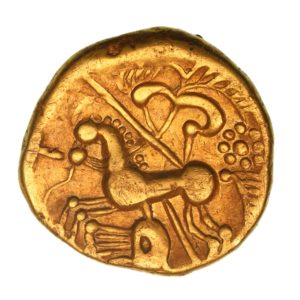 Gallo Belgic Nervii 2nd Century BC Gold Stater Crossed Lines with Lyre *Extremely rare* *ABC Plate coin*