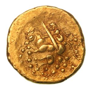 Gallo Belgic Nervii 2nd Century BC Gold Stater Crossed Lines with Lyre *Extremely rare*