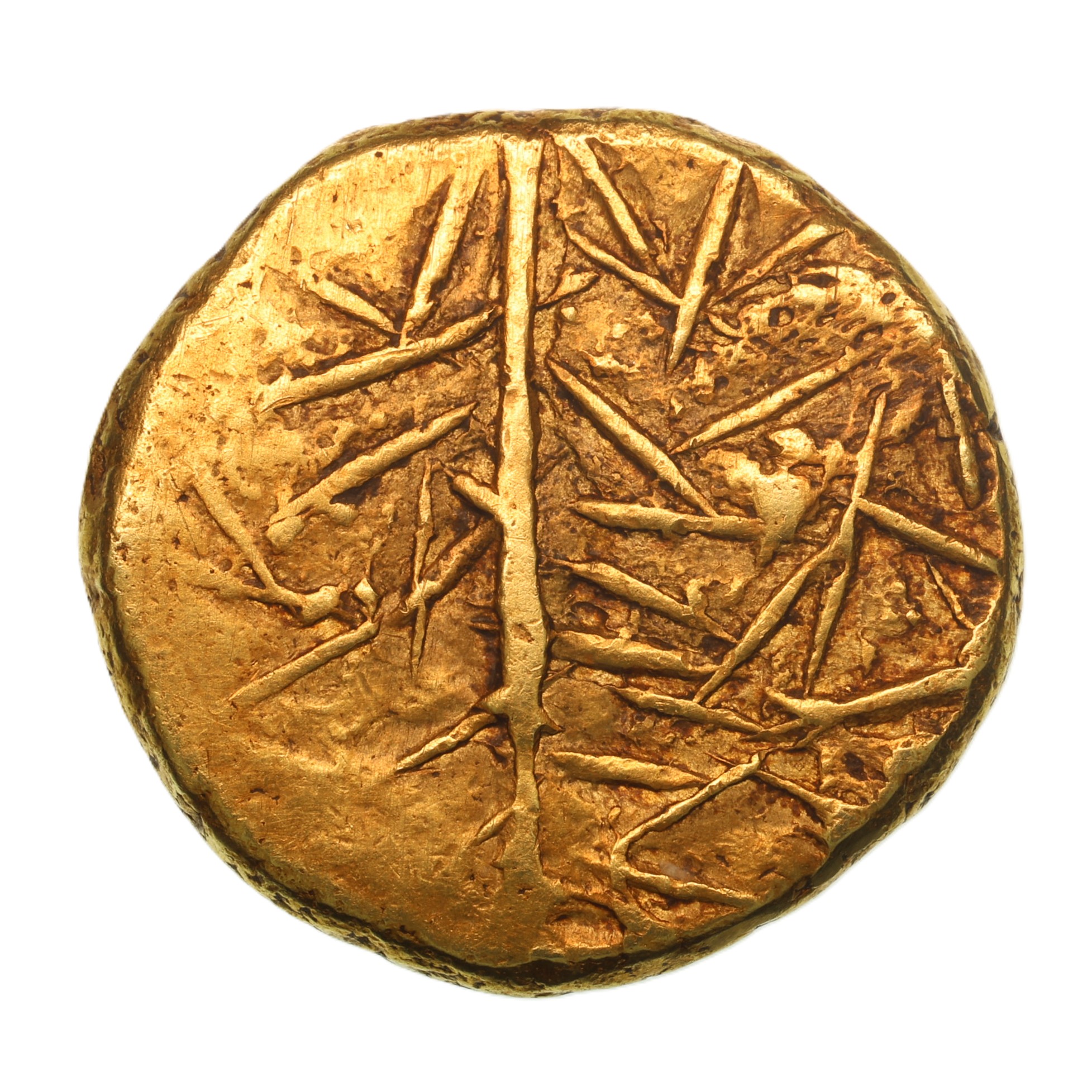 Gallo Belgic Nervii 2nd Century BC Gold Stater Crossed Lines with Lyre *Extremely rare* - Image 2