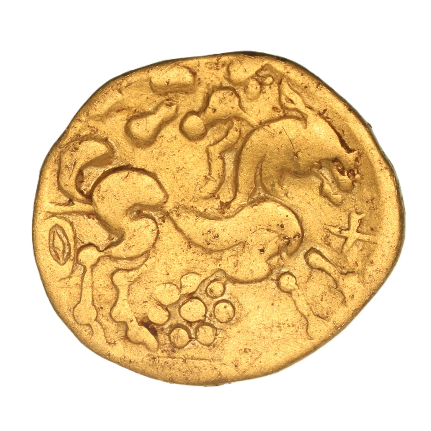 Gallo Belgic Ambiani 2nd Century BC Broad Flan Gold Quarter Stater Right Type Rare* - Image 2