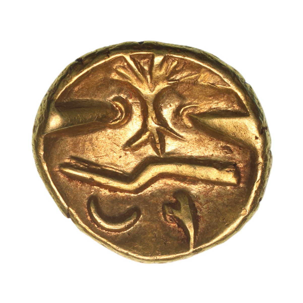 Gallo Belgic Morini 2nd Century BC Uniface Tree Gold Quarter Stater