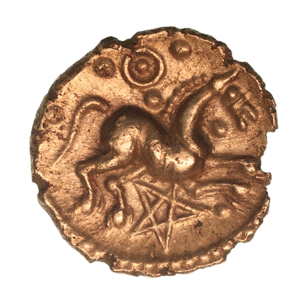 Cantiaci Dubnovellaunos c. 25 BC-AD 5 Pentagram Gold Quarter Stater *Very Rare*