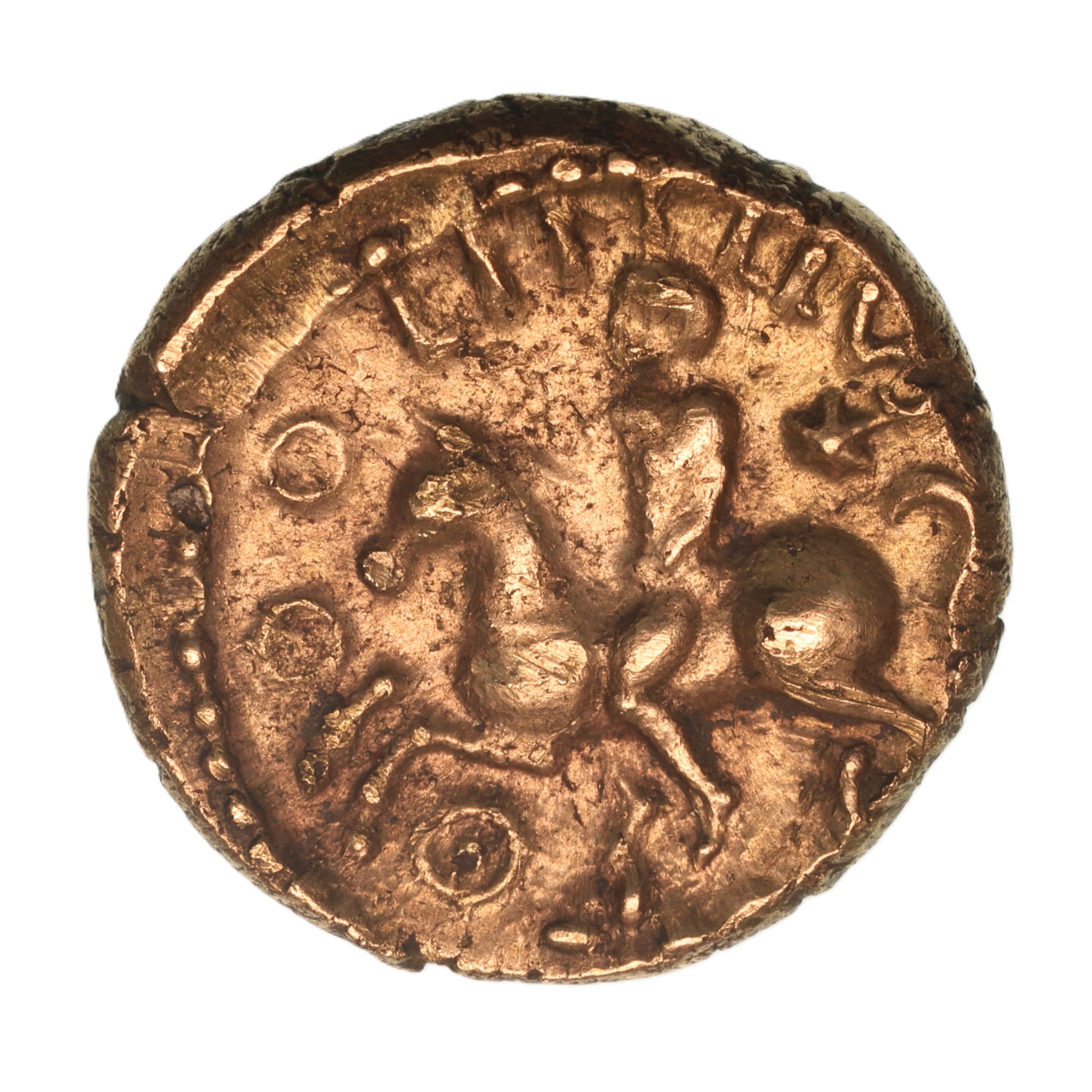 Cantiaci Eppillus c. AD 1-15 Eppillus Wreath Rider Gold Stater *Excessively Rare* *ABC Plate coin*