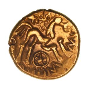 Regini & Atrebates Commios c. 50-25 BC Commios Muzzles Gold Stater *Rare*