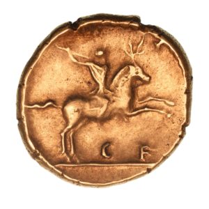 Regini & Atrebates Tincomarus c. 25 BC-AD 10 Tincomarus Warrior Tinco / CF Gold Stater *Very Rare*