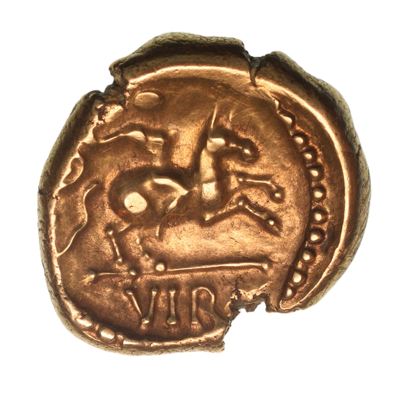 Regini & Atrebates Verica c. AD 10-40 Verica Warrior Daisy Gold Stater *Excessively Rare*