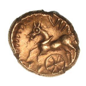 Regini & Atrebates Verica c. AD 10-40 Verica Selsey Crescents Gold Quarter Stater *Excessively Rare*