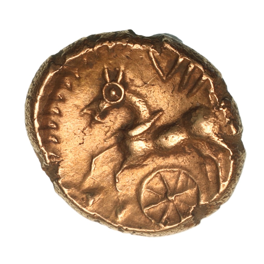 Regini & Atrebates Verica c. AD 10-40 Verica Selsey Crescents Gold Quarter Stater *Excessively Rare*