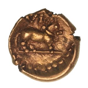 Regini & Atrebates Verica c. AD 10-40 Verica Little Horse Stepping Gold Quarter Stater *Very Rare*