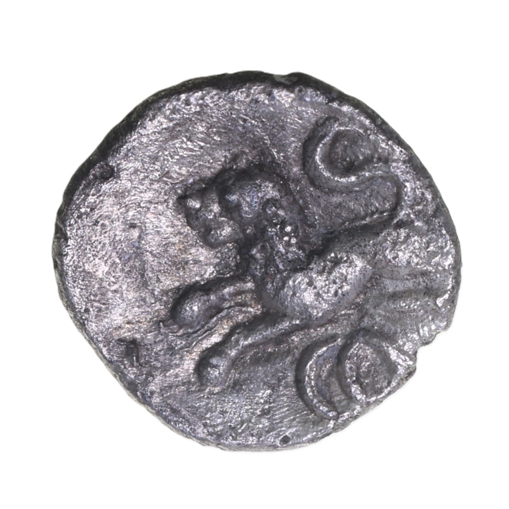 Regini & Atrebates Verica c. AD 10-40 Verica Vir Var Lion Silver Minim *Excessively Rare*
