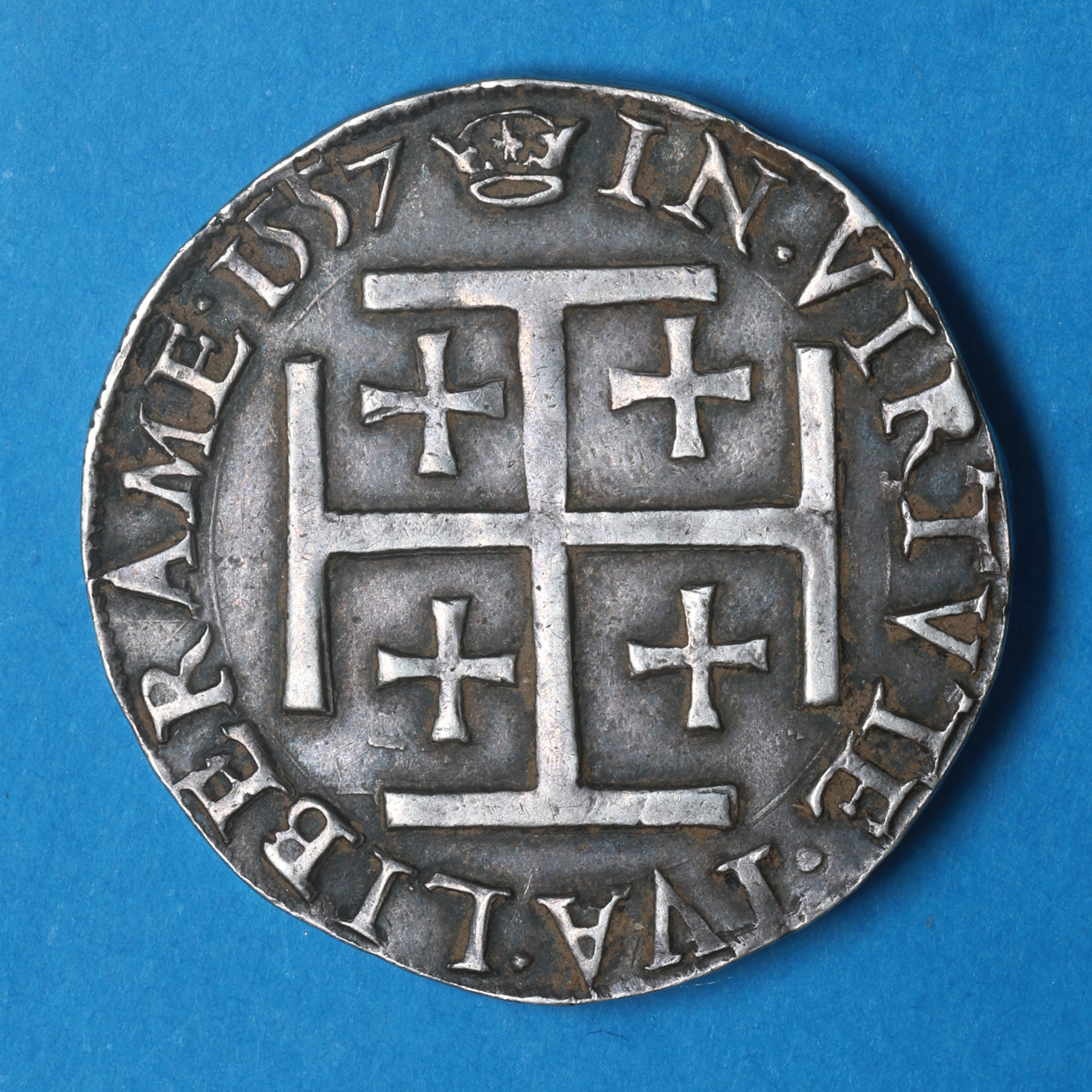 Scotland Mary Queen of Scots AD 1542-1567 Silver Testoon AD 1557 - Image 4