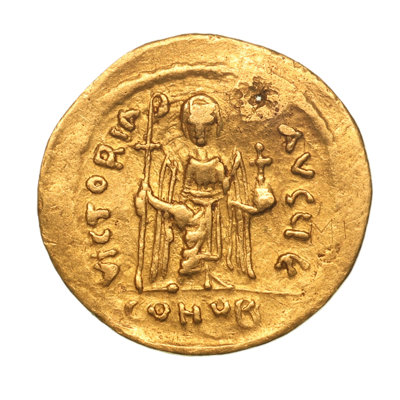 BYZANTINE Phocas AD 602-610 Gold Solidus Constantinople Pierced - Image 2