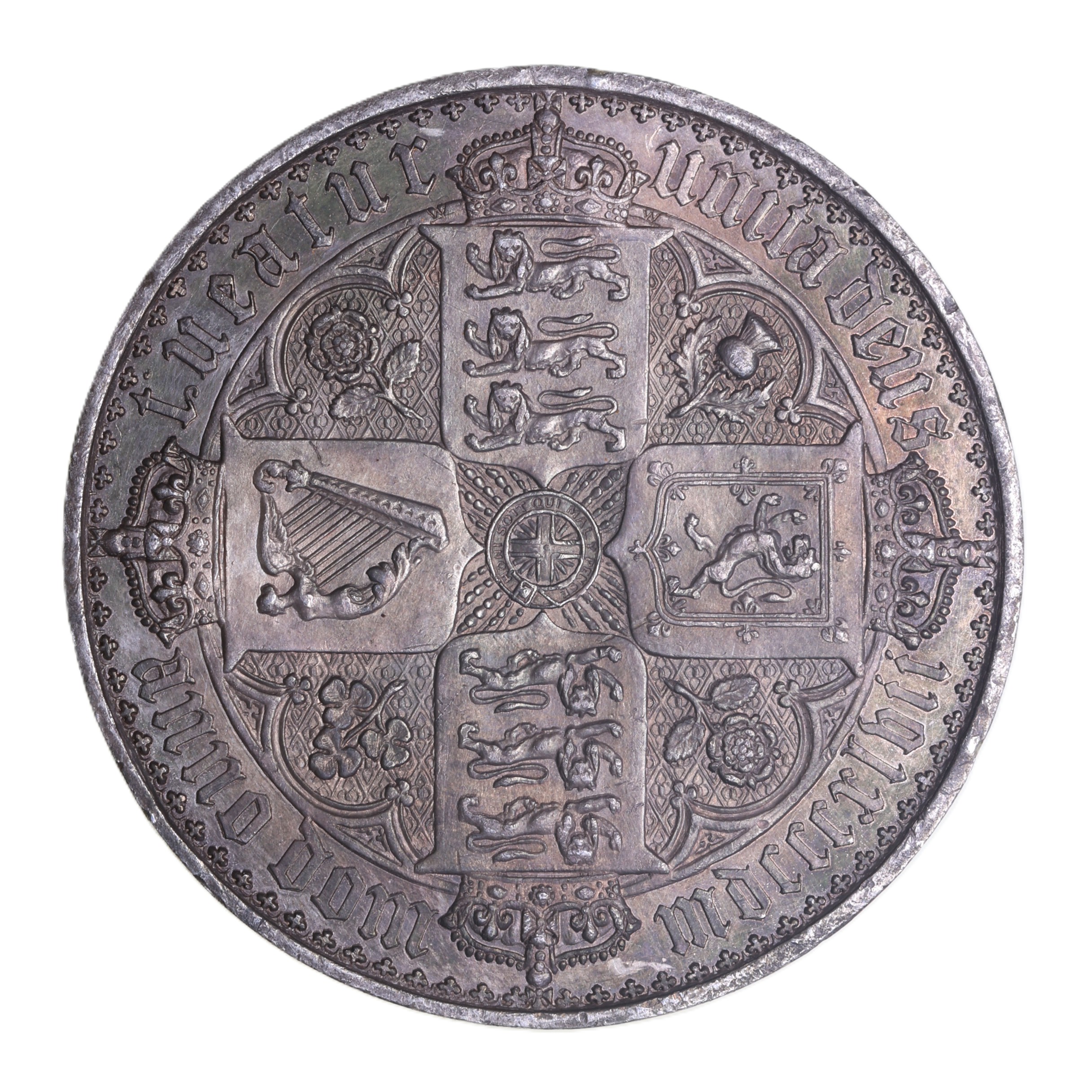Victoria AD 1837-1901 Silver Gothic Crown AD 1847 Plain Edge Proof - Image 2