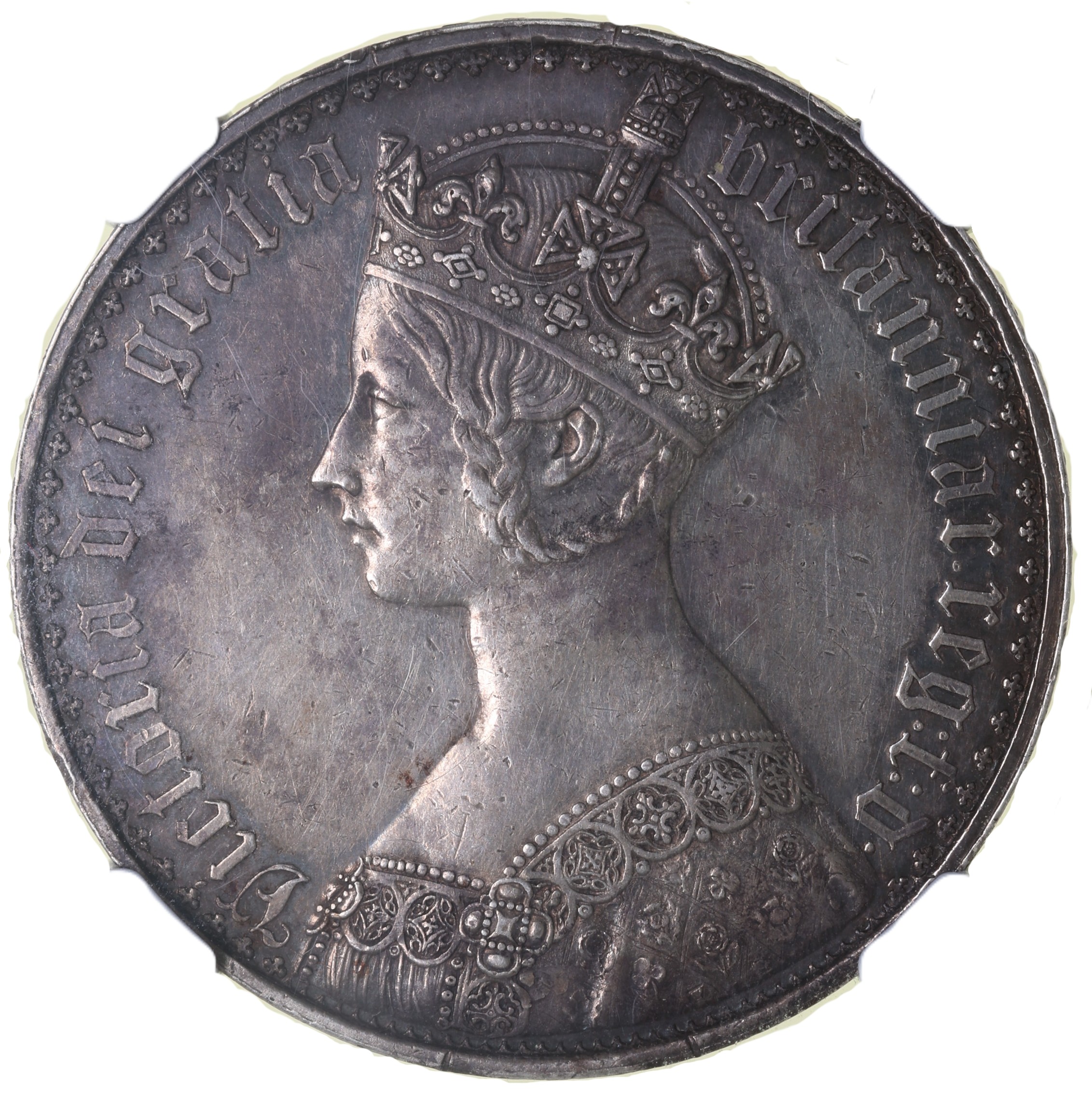 Victoria AD 1837-1901 Silver Gothic Crown AD 1853 *NGC PF53*