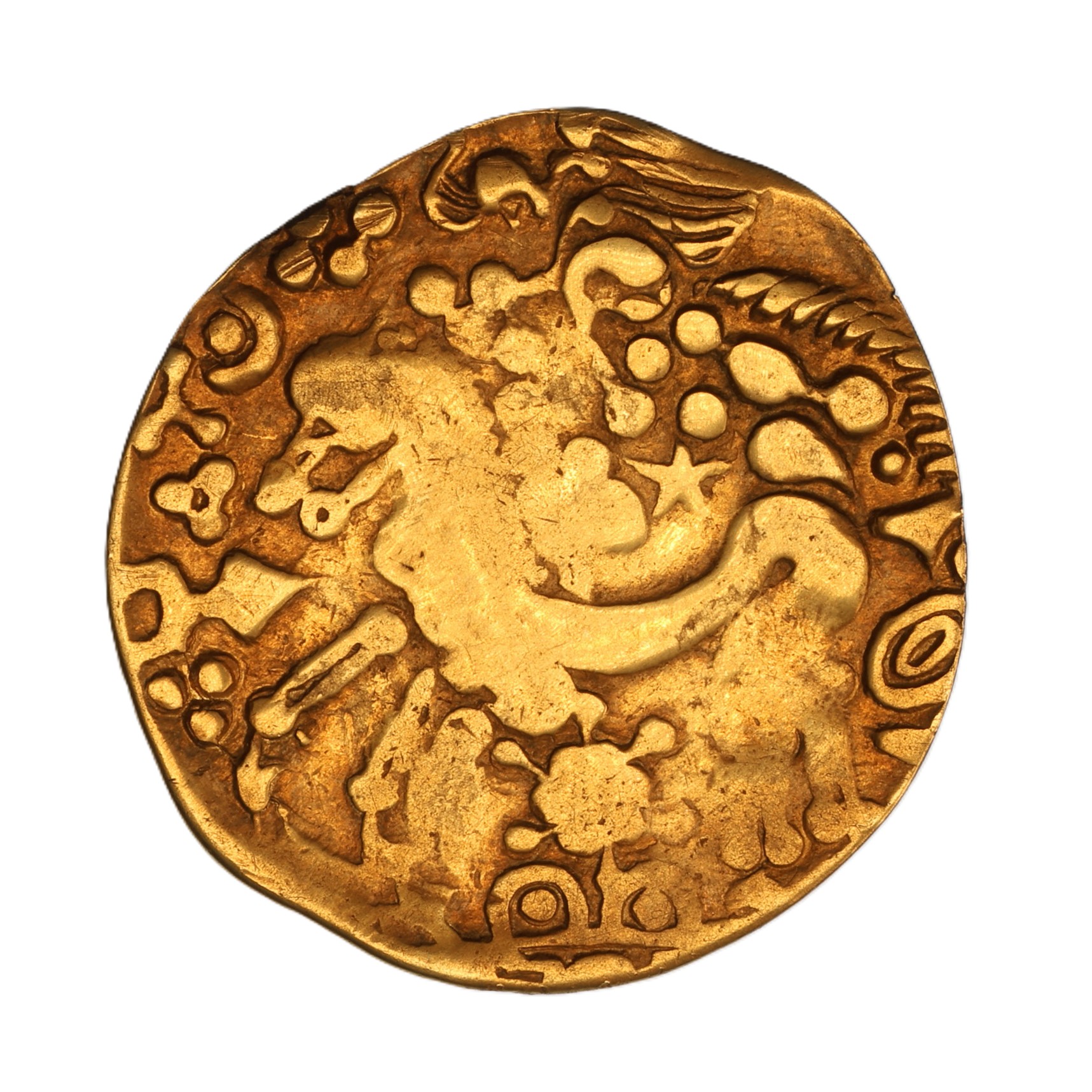 Gallo Belgic Bellovaci 2nd Century BC Broad Flan Gold Stater - Image 2