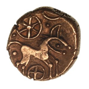 Iceni 1st Century BC Freckenham Flower Two Wheels Type Gold Stater *Scarce*