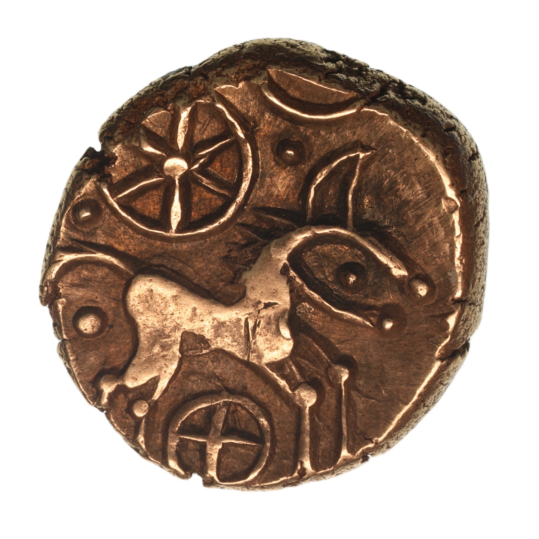 Iceni 1st Century BC Freckenham Flower Two Wheels Type Gold Stater *Scarce*
