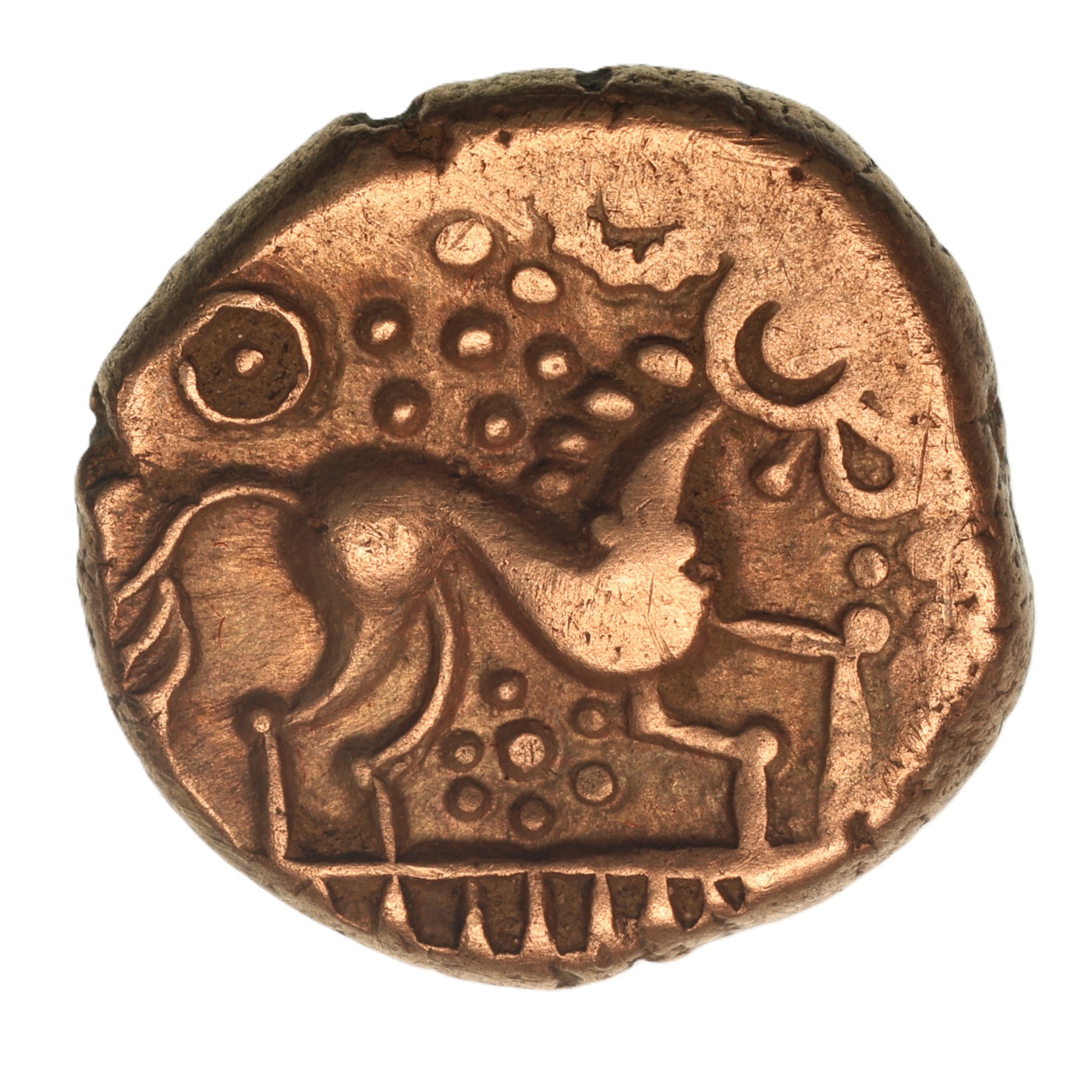 Iceni 1st Century BC Freckenham Crescents Moon Faces Type Gold Stater *Extremely Rare*