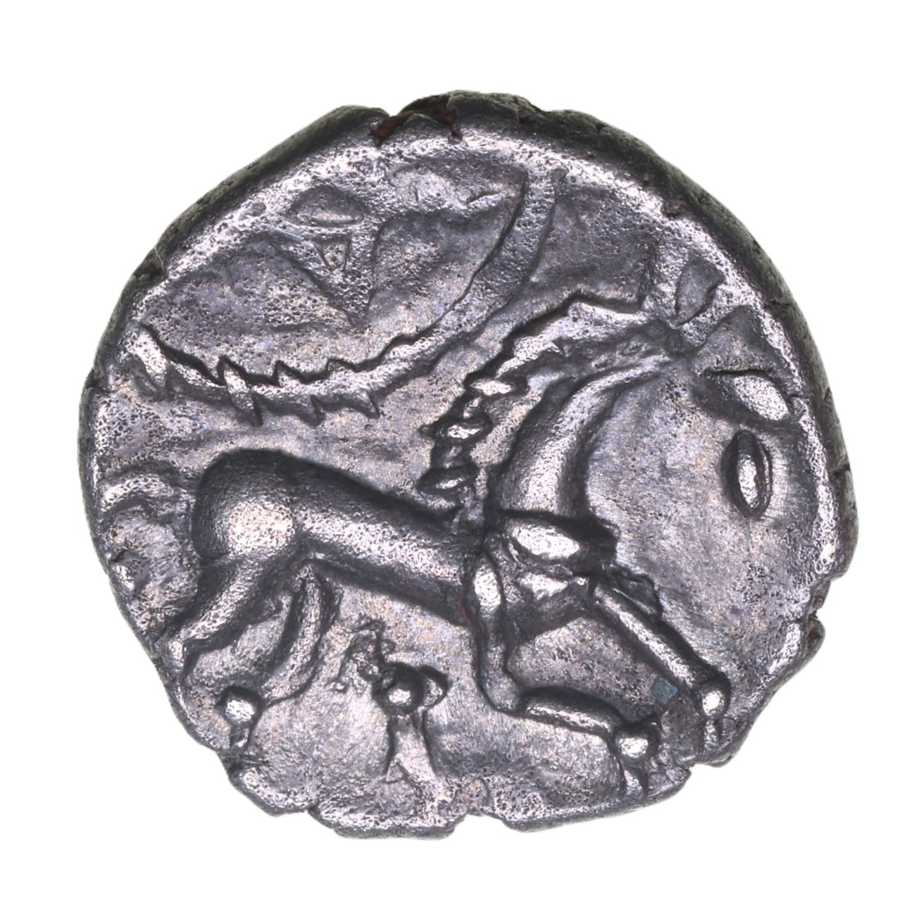 Iceni 1st Century BC Norfolk God Moustache Type Silver Unit - Image 2