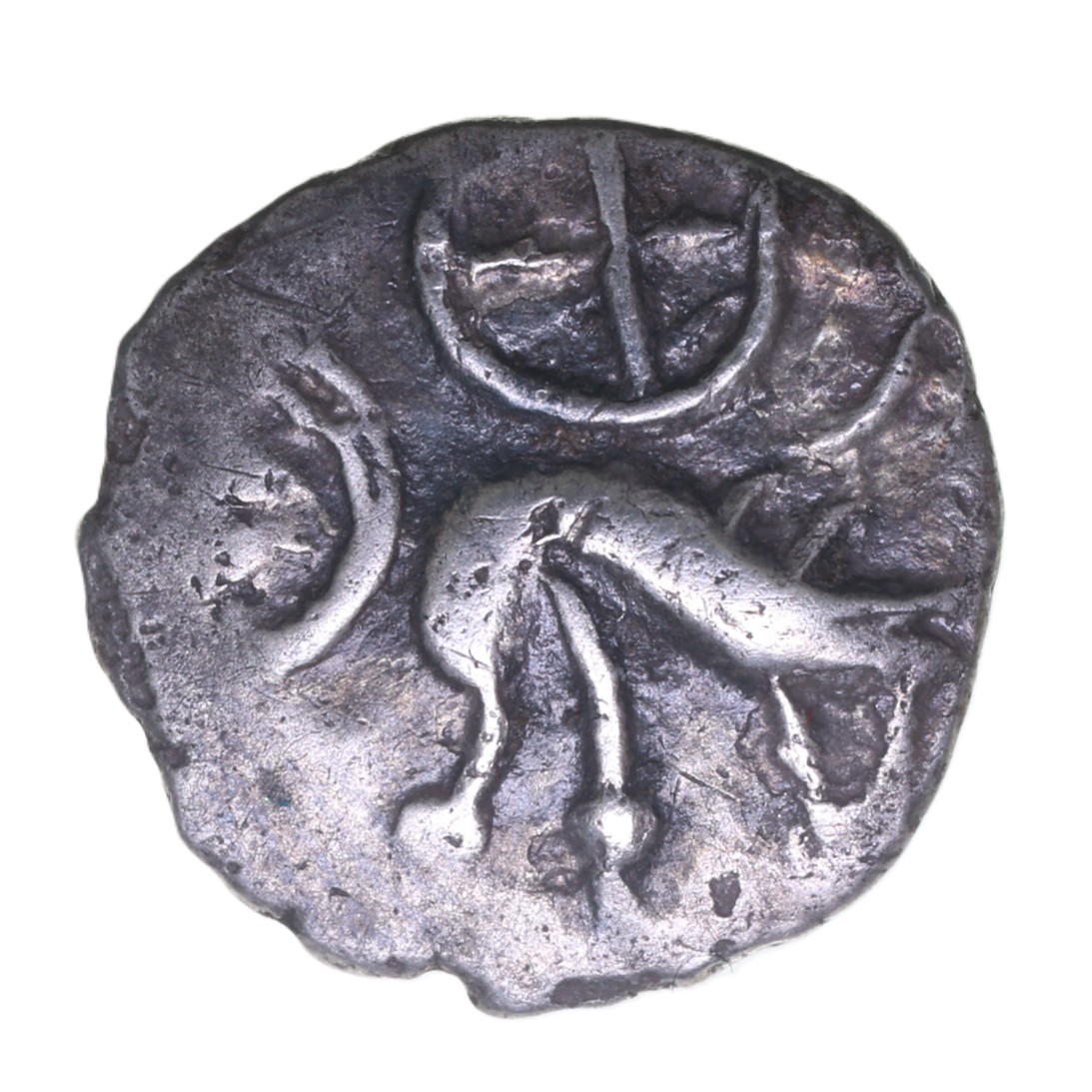 Corieltavi late 1st Century BC Proto Boar Wheel Type Right Silver Half Unit Rich 35b *Extremely Rare* - Image 2