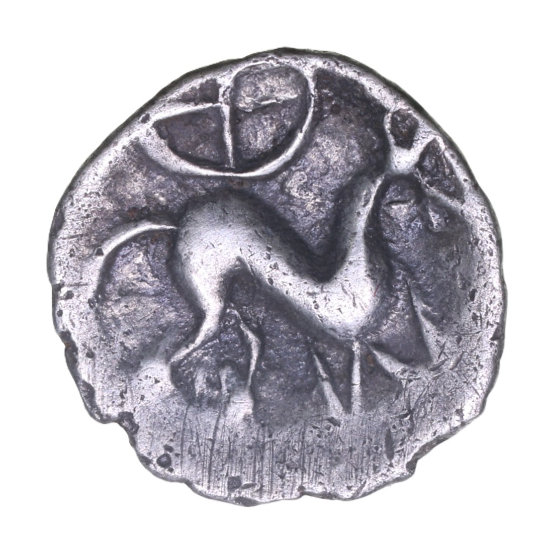 Corieltavi late 1st Century BC Proto Boar Wheel Type Right Silver Half Unit Rich 35b *Extremely Rare*