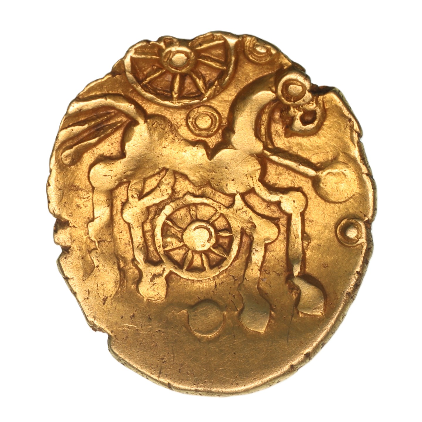 East Wiltshire c.50-35 BC Three Wheels Gold Quarter Stater *Extremely Rare*